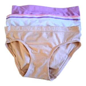 Kids' Believe in Yourself Panties Underwear Tan, White, Pink, 3 Pairs Size S